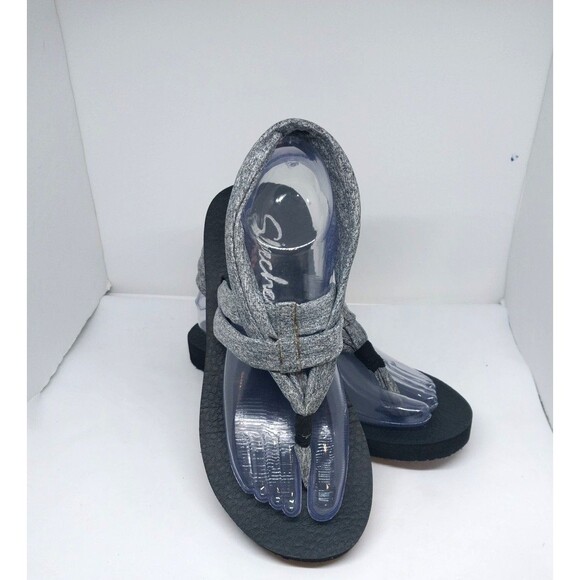 Sketchers Yoga Sling Thong Flip-Flop Sandal Yoga Mat Black/Gray Size 8 - Picture 7 of 8